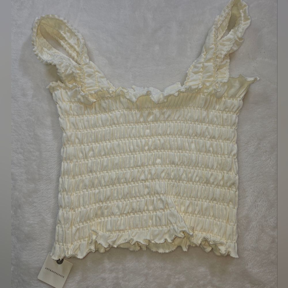 Anthropologie Smock Crop Top Off White L/XL NWT